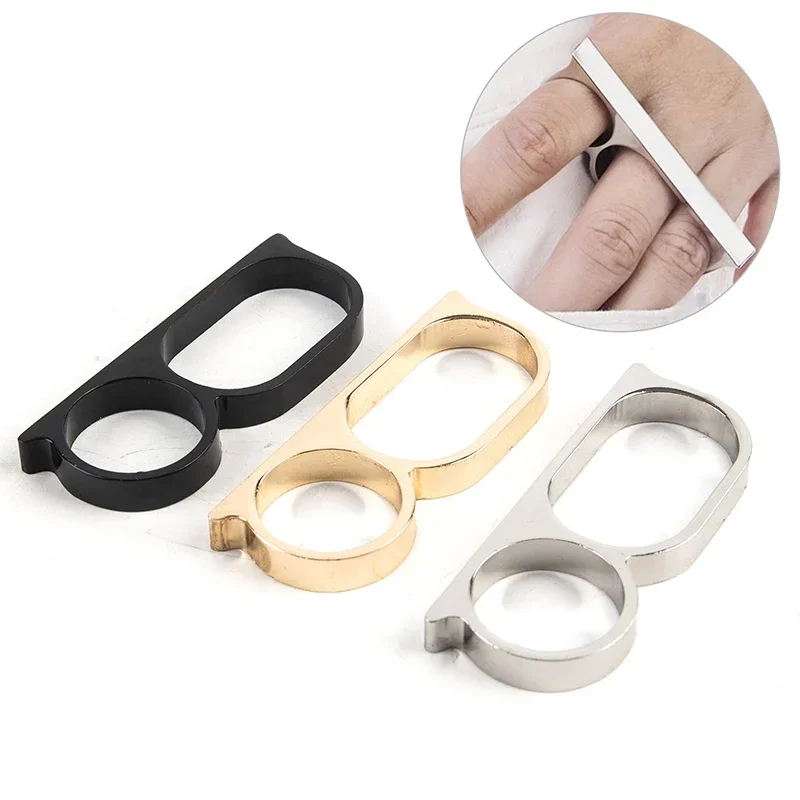 1PCS Personality Hyperbole Double Knuckle Ring For Men Two Finger Punk Ring Hip Hop Knuckle Ring Punk Man Gift