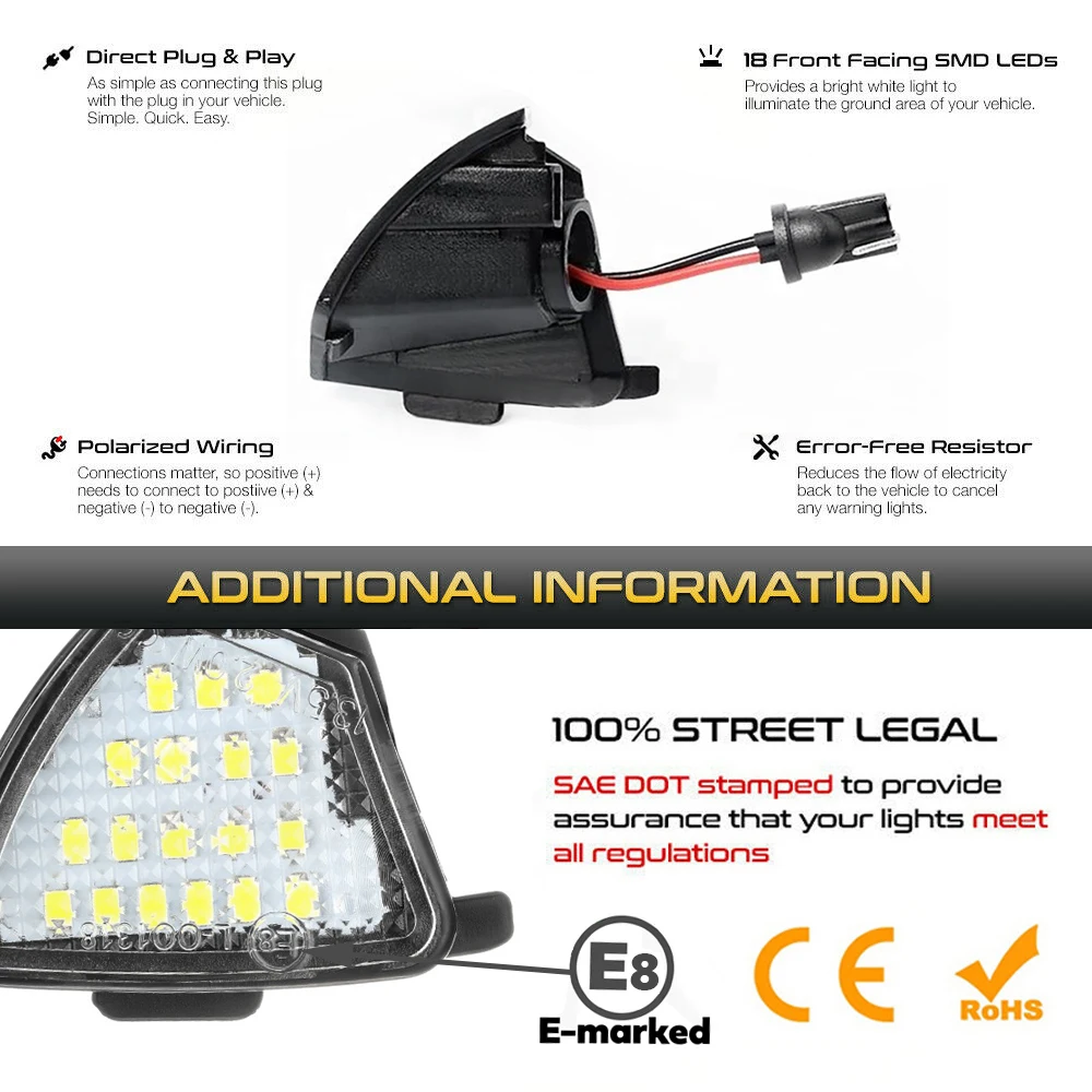 2Pcs Canbus Led Under Side Mirror Puddle Light Module For VW Golf 5 GTI MK5 MKV Passat B6 CC Eos Golf 5 6 Variant Sharan MK2 7N