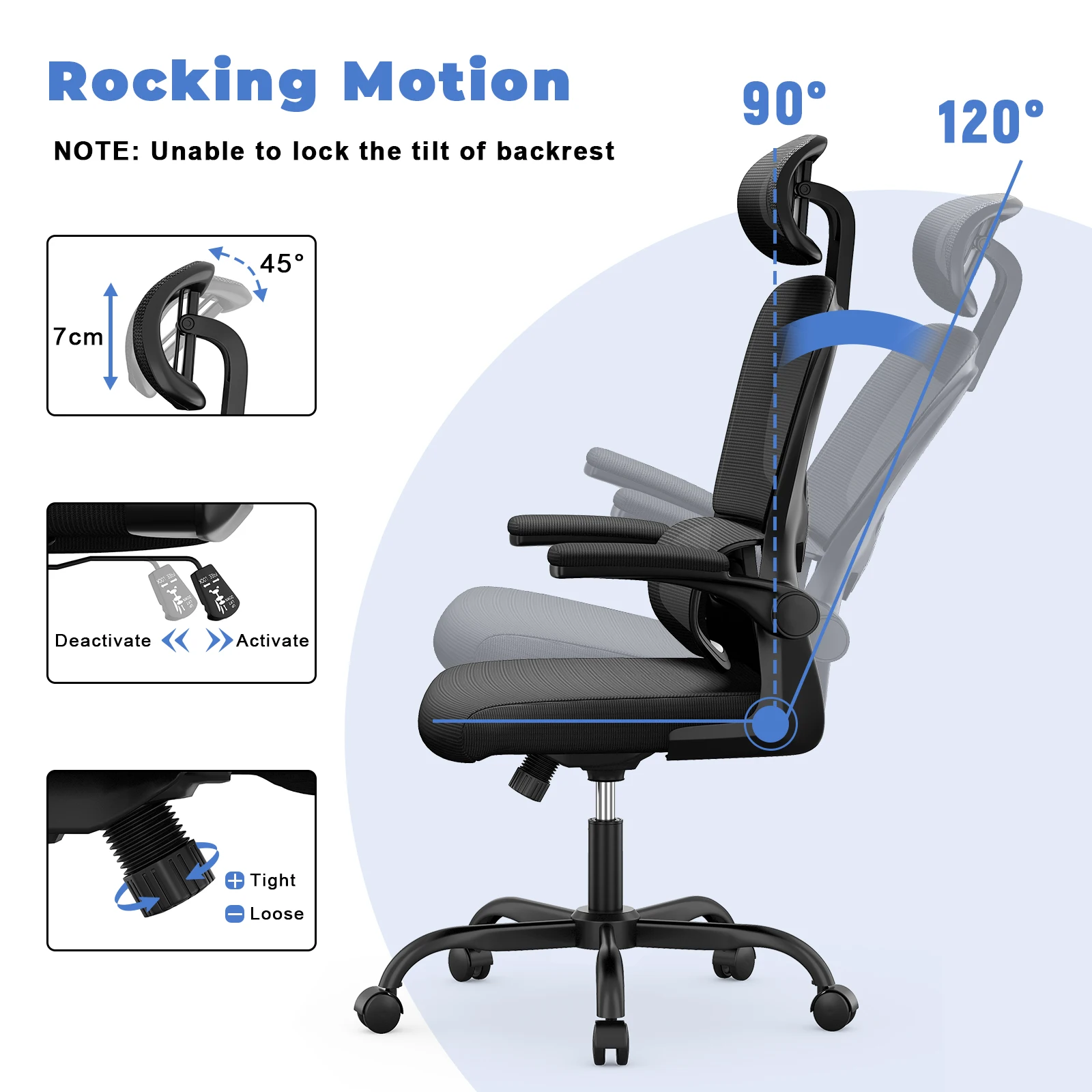 Naspaluro Ergonomic Office Chair Liftable High Back Gaming Chair with 3D Lumbar Support, Swivel Desk Chair Seat Depth Adjustable