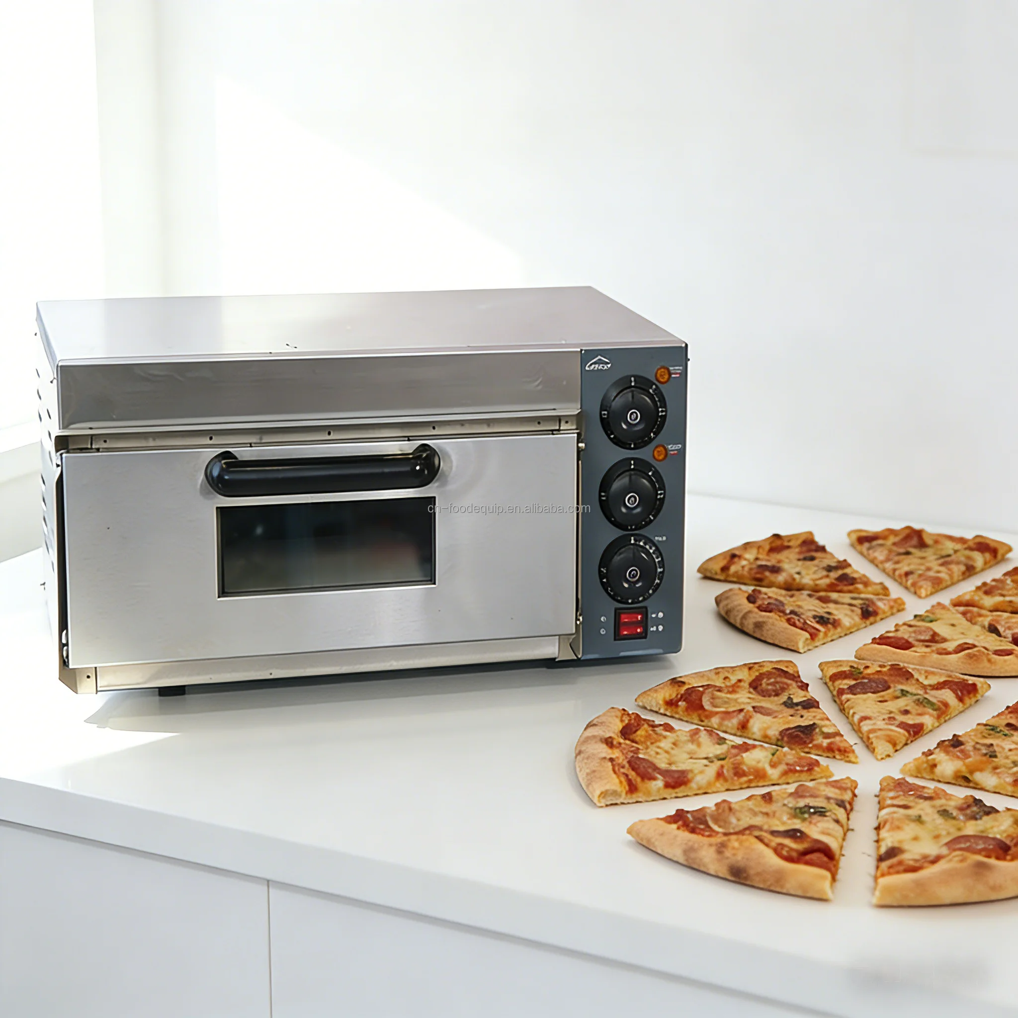 Electric Commercial Stainless Steel Pizza Oven 2-Layer Capacity Adjustable Thermostat 3000W Digital Control 1 Year Bakeries