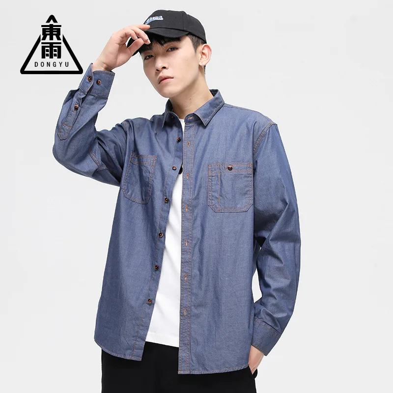 Dongyu Men's Autumn and Winter Men's Denim Shirt Casual Imitation Denim Shirt Jacket Men Fashion Men's Tops Wholesale