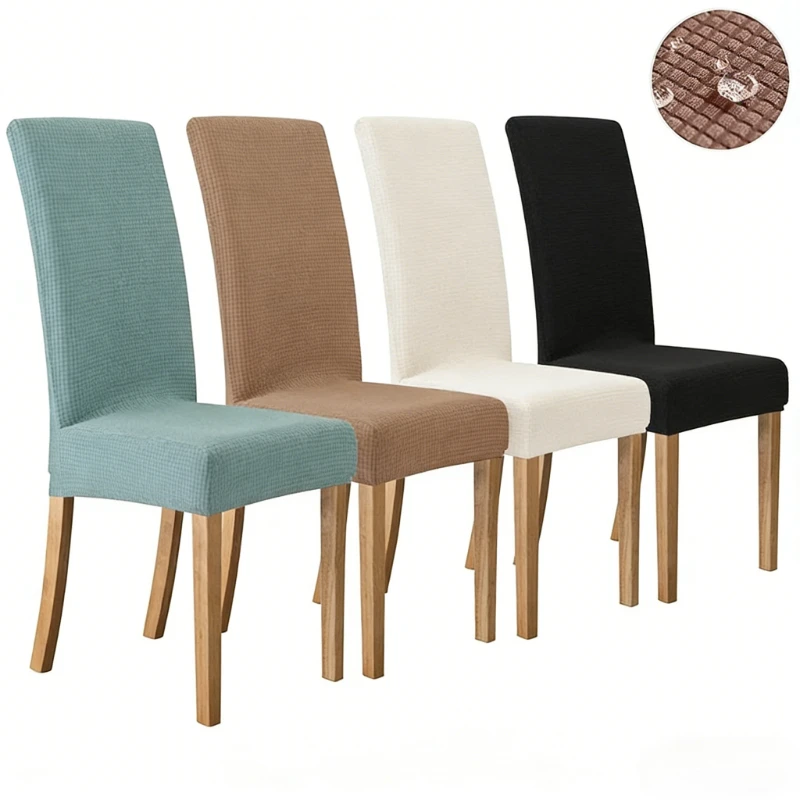 1 pièce Housse de chaise de salle à manger extensible en jacquard, imperméable, anti-poussière, élastique, anti-griffures de chat, pour salon