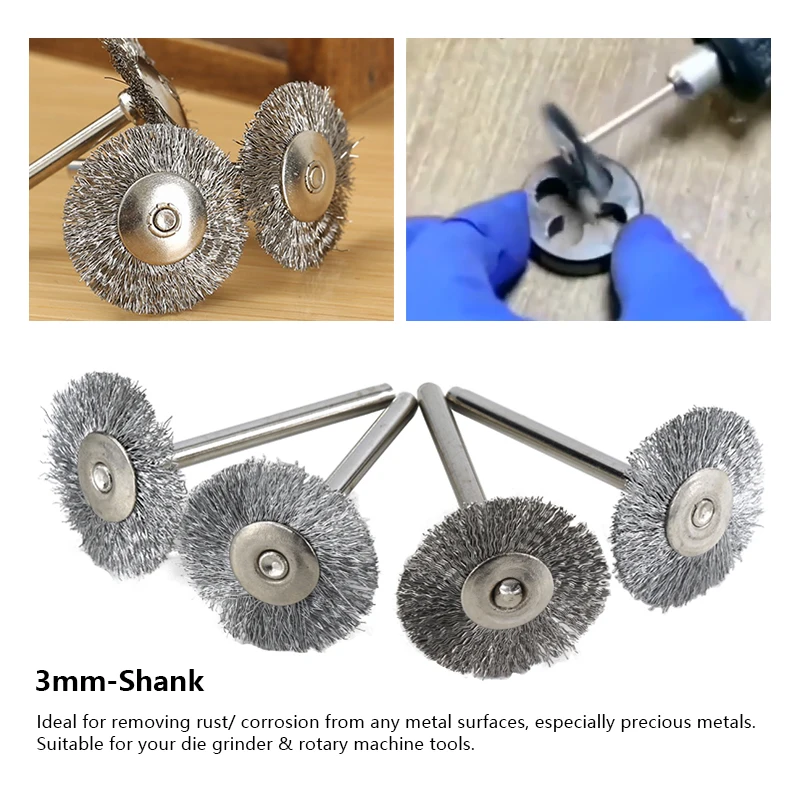 HAMPTON 10/20-teiliges Stahldraht-Radbürsten-Set, 3,0 mm Schaft, 22 mm, Metallrostentfernung, Polieren für Dremel-Drehwerkzeug, Zubehör