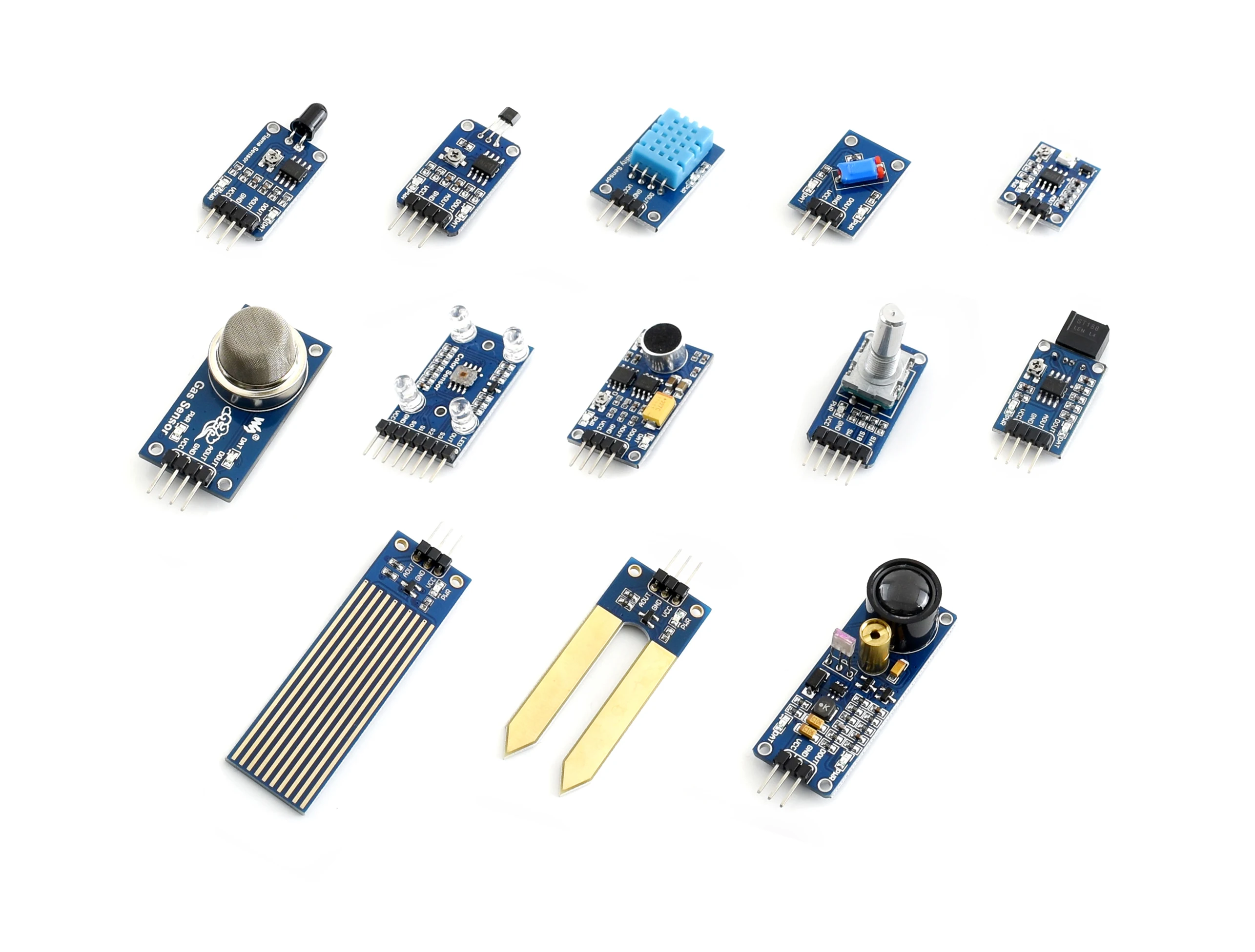 

Waveshare Sensor Module Pack 13pcs in one Tens of Different Sensors in One Pack for Raspberry Pi and DIY Development