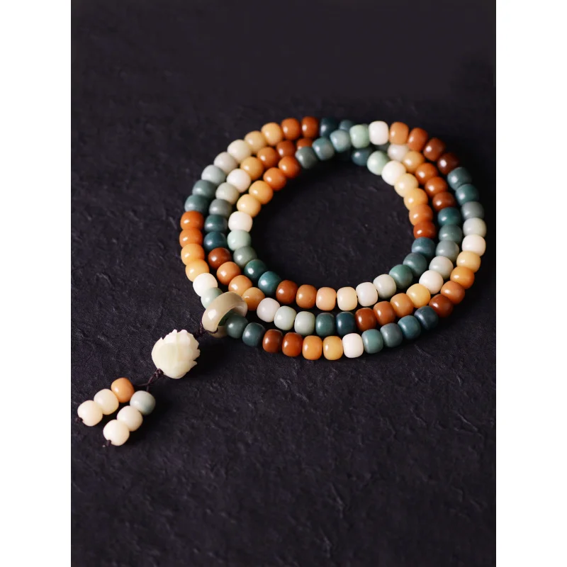 

Genuine Goods Candy Gradient Color Bodhi Root 108 BeadsBracelet Sweater Necklace Men's and Women's Rosary King K