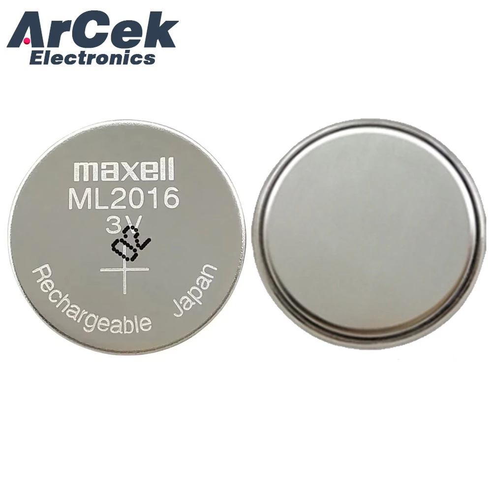 2PCS MaxeII ML2016 3V Rechargeable Button Battery ML 2016 Can Replace CR2016 LIR2016 Coin Cell Watch Batteries