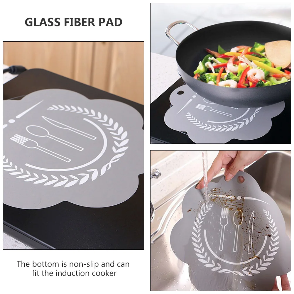 Induction Cooker Protective Pad Heat Conduction Mat Glass Fiber Non-Slip Reusable Easy Clean Improve Cooking Experience