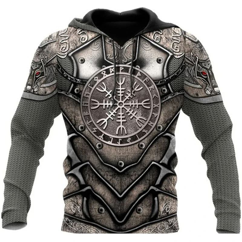 Viking Mythology Printed Men 3d Vintage Print Hoodies Autumn Long Sleeve Sweatshirt Casual kids hoodies men Sweatshirt coat