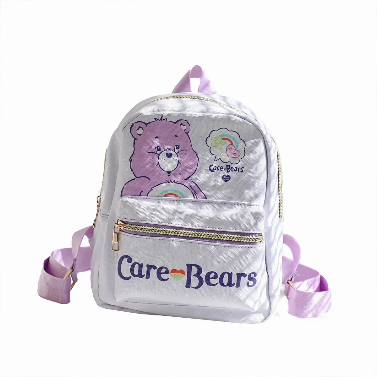 New Miniso Care Bear Backpack Cartoon PU Backpack Cheer Bear Cute Casual Outdoor Travel Storage Bag Anime Accessories Gift