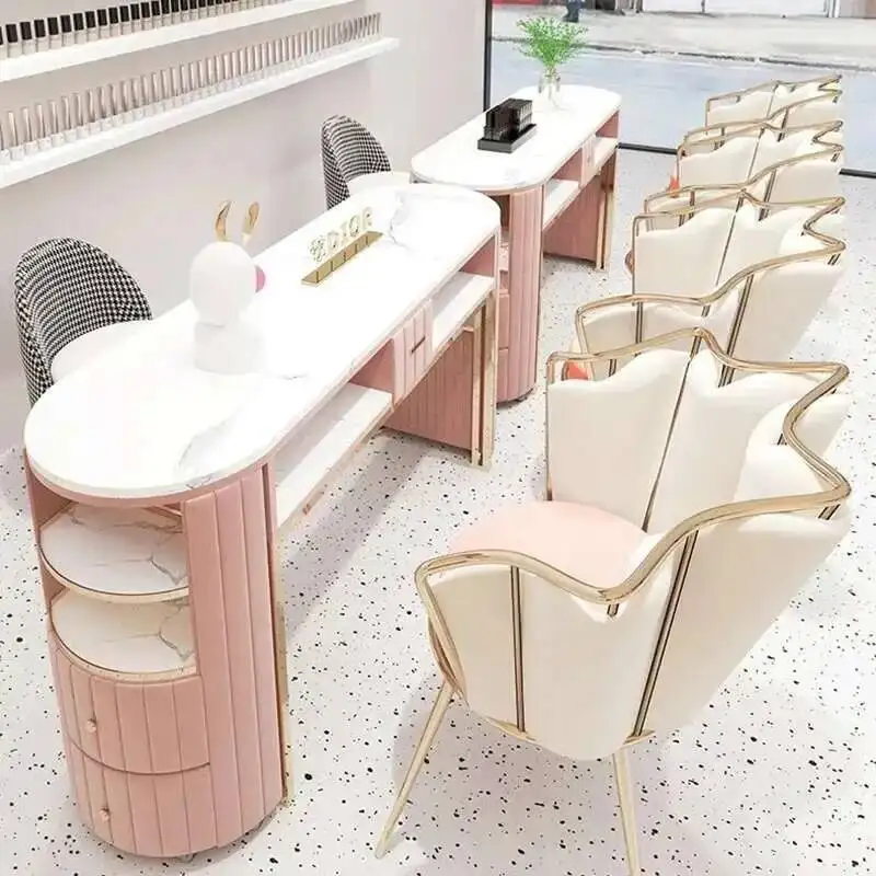 

Cute Luxury Nordic Nail Tables Stores Display Makeup Modern Nail Tables Salon Minimalist Craft Nageltisch Commercial Furniture