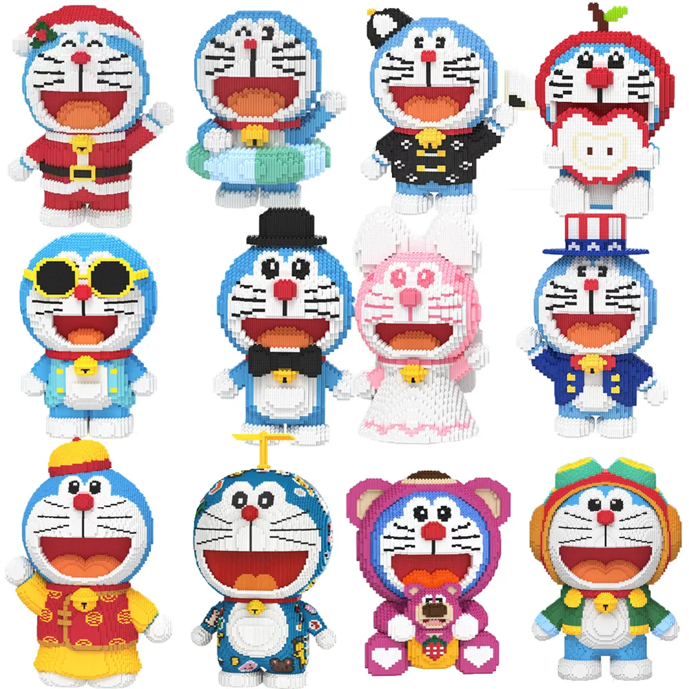 

Kawaii Doraemon Magic Building Block Путешествия Пилот Рождественская Свадьба Дораэмон Модель игрушки Собранные кирпичи Рисунок для детей Подарок