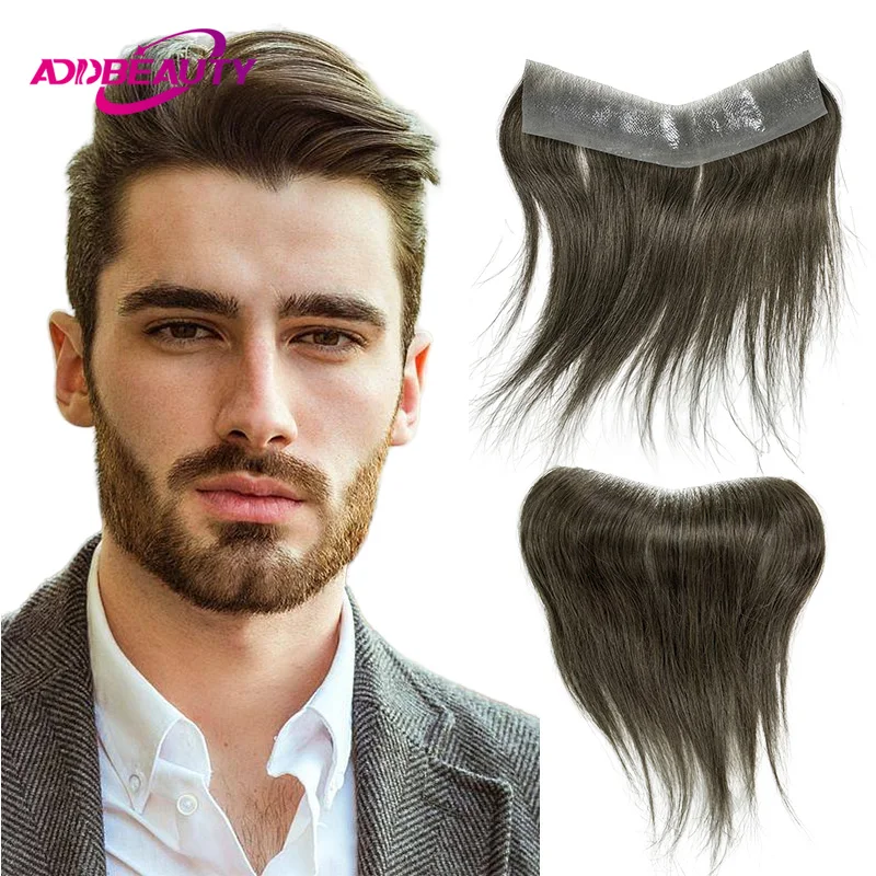 

Men's Capillary Prosthesis Straight Vstyle Front Human Hairline for Man Vloop Thin Skin 0.08mm Toupee Hair System Full PU WIgs