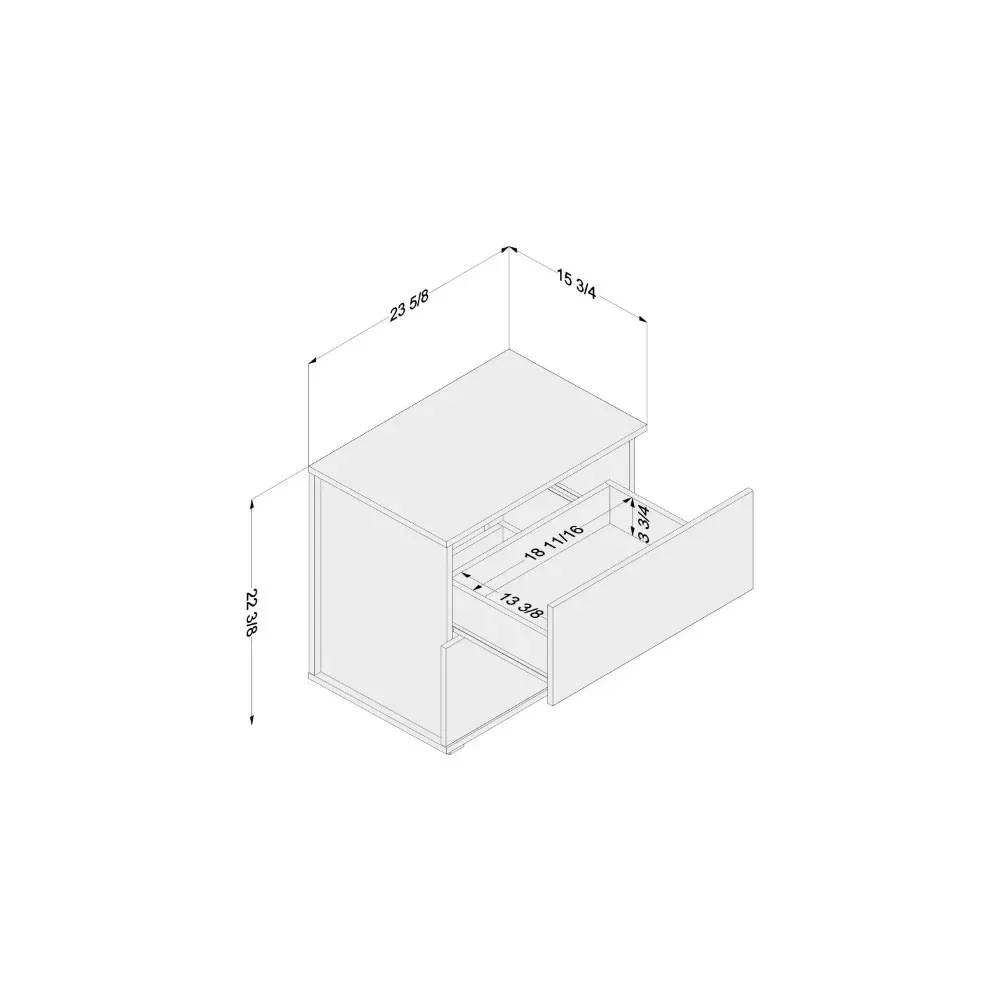Madison-Modern Walnut Nightstand, 2 gavetas, Nightstand