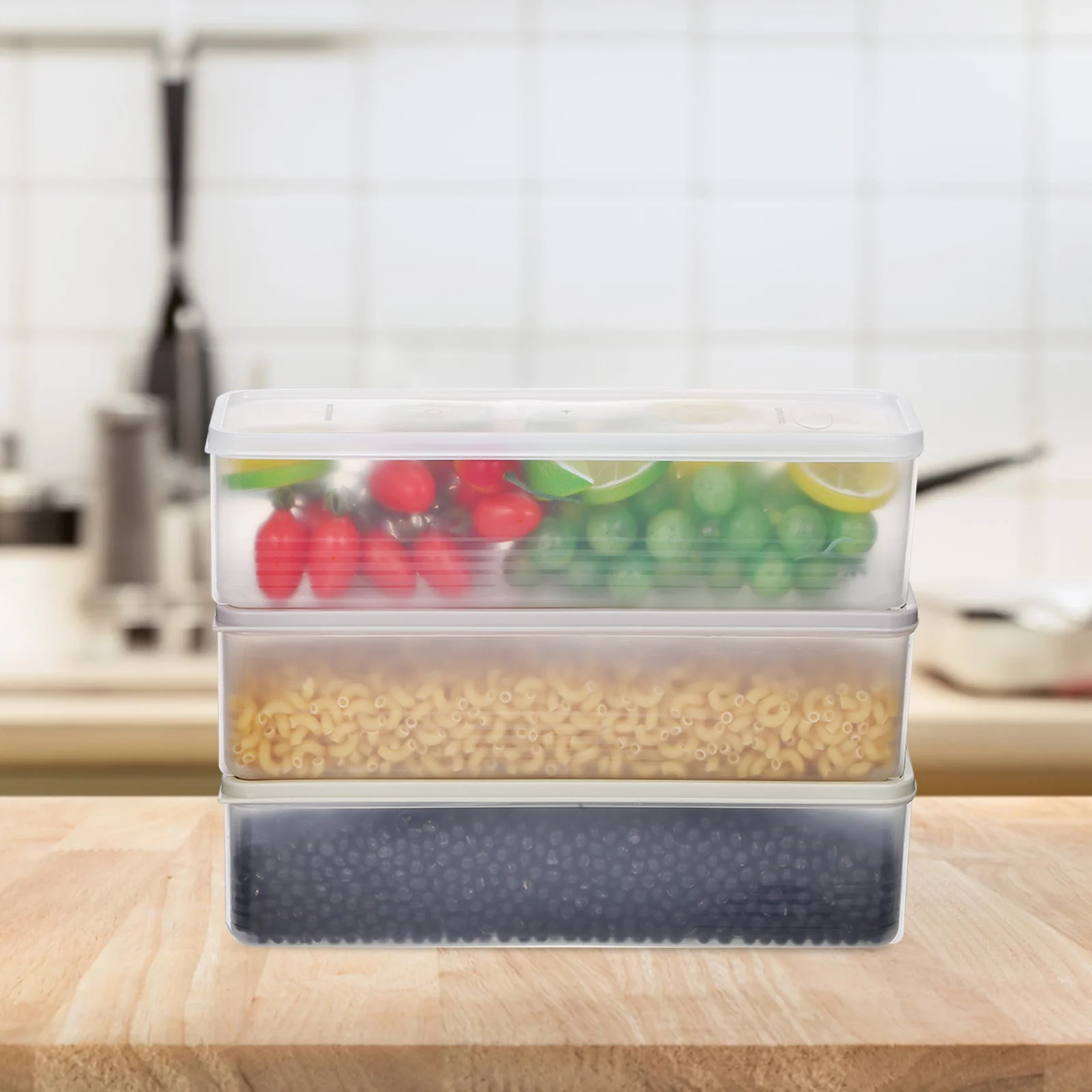 

3Pcs Sealed Food Box Transparent Storage Containers for Fridge Organizer Fresh Keep Box Fruit Vegetable Bread Noodles