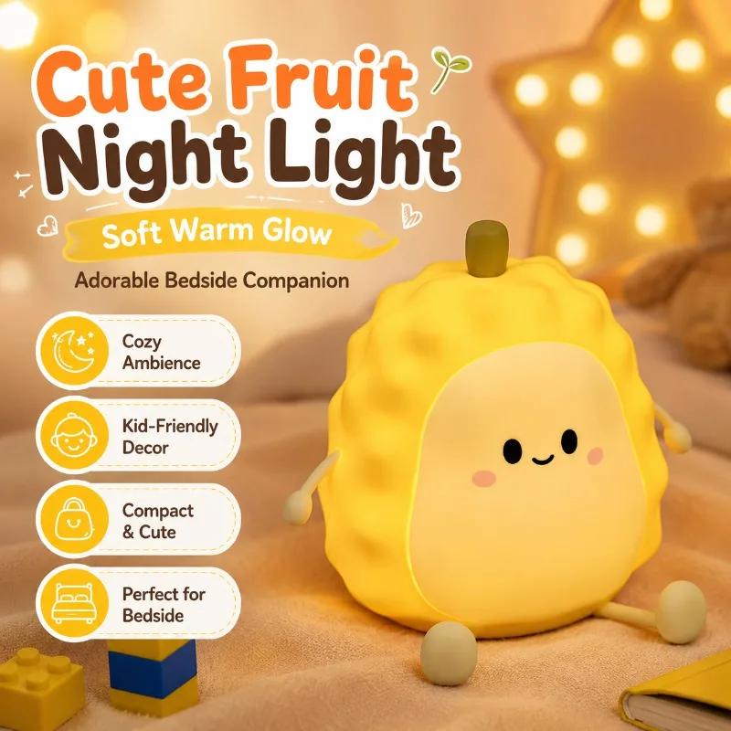 cr-creative-durian-silicone-lamp-usb-charging-dimming-timer-sleep-companion-bedside-soft-light-eye-protection-night-light