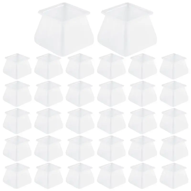 

AEE4-32Pcs Мебельный силиконовый защитный чехол - Квадратные силиконовые накладки на пол для ножек стула - Накладки на ножки стула Мебельные ножки стола