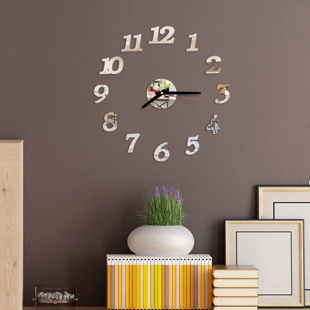 

Acrylic Wall Clock Large Size Silver Frameless Silent Movement Modern Decorative Wall Clock For Living Room Bedroom Office