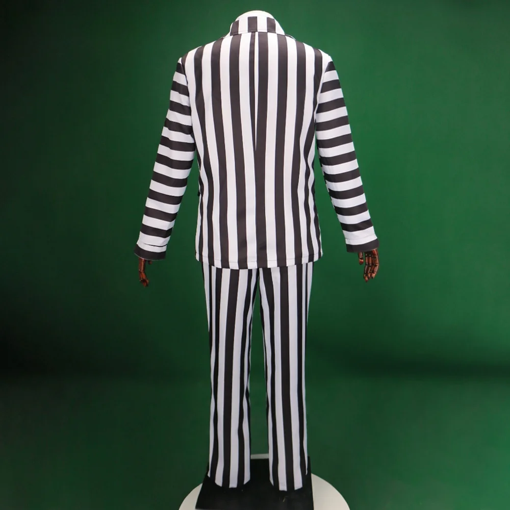 Halloween Cosplay Ghost Master Anzug Bla Weiße Streifen Herrenkostüm Par Bühnenaufführung Traditionelle chinesische ethnische Kleidung