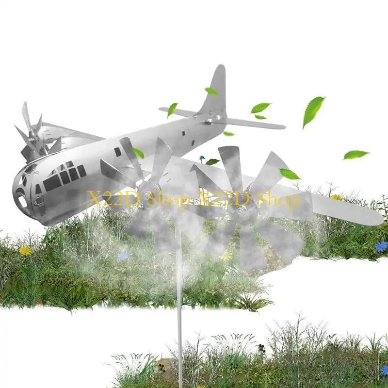 

X22D Super Fortress Aircraft Metal Wind Spinner 3D Powered Windmill Ornament for Outdoor Patio Garden Yard Decoration Sculpture