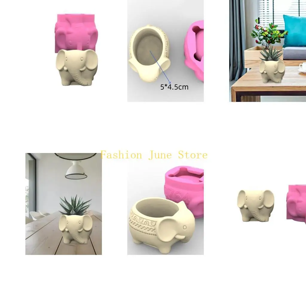 

N5KA Unique Elephant Shaped Pots Mould Silicone Epoxy Mould for Plant Vase