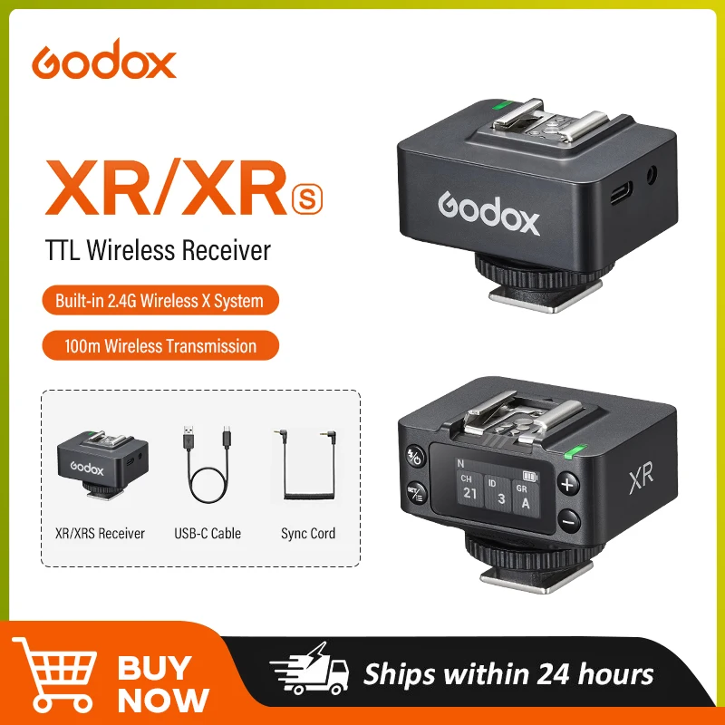 

Godox XR TTL Wireless Receiver 100m Wireless Range 2.4GHz Wireless Sync with X3 X3Pro compatible with Canon Nikon Sony