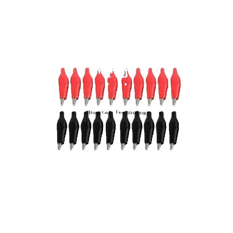 28MM Black Red Soft Plastic Coated Test Probe for Stereo Applications Insulated Alligator Clip Battery Connector