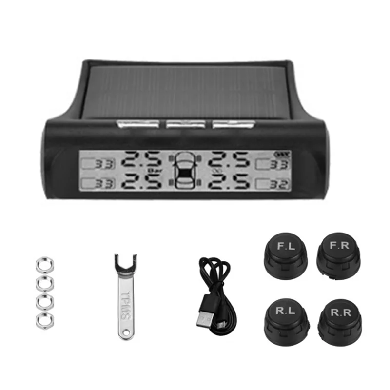 ABNF! 자동차 외부 타이어 압력 센서 태양 광 발전 TPMS 타이어 압력 모니터링 시스템 타이어 압력 알람 디지털 디스플레이