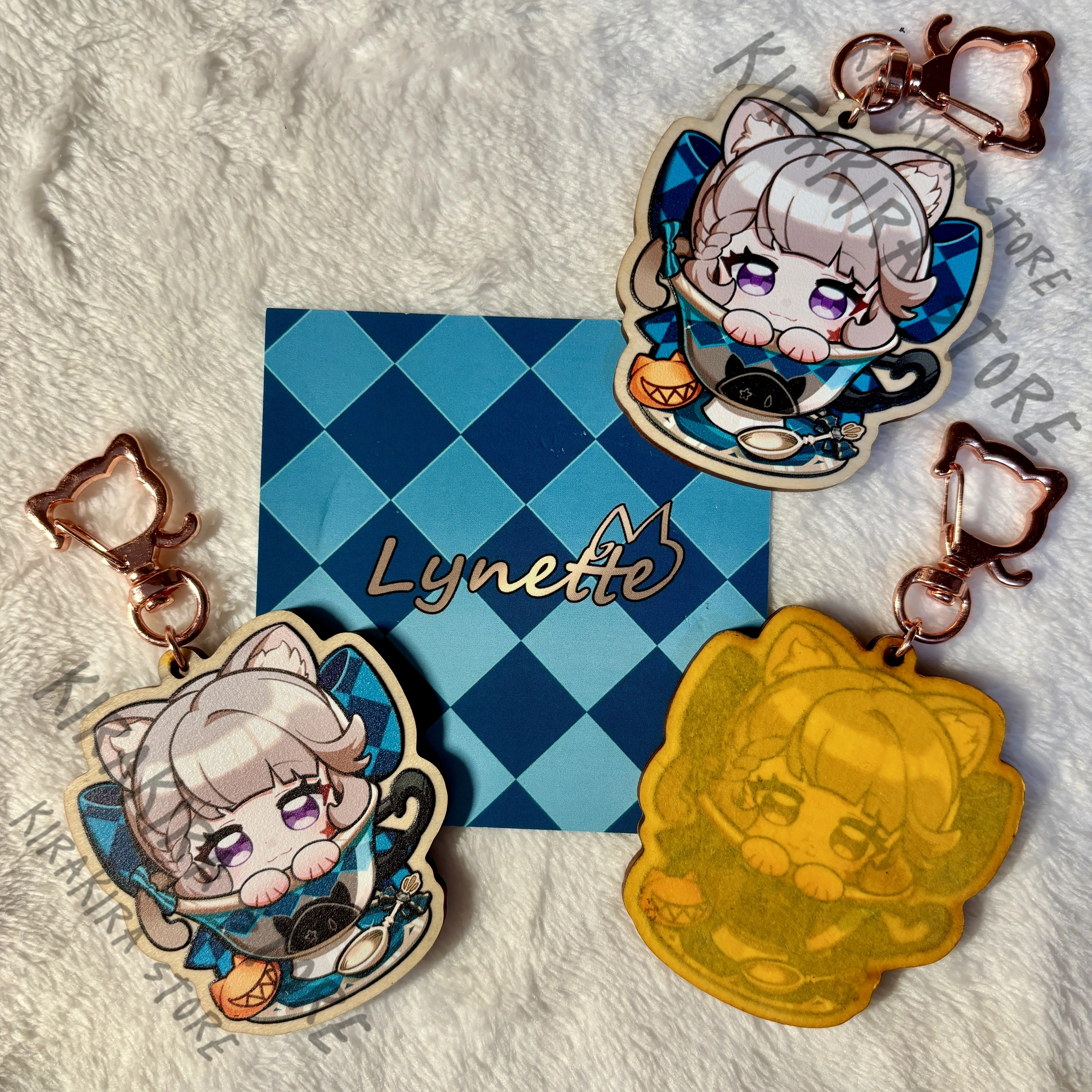 

Genshin Impact Lynette Wooden Pendant Keychain Refrigerator Magnet Hanging Drop Kawaii Cosplay Figurine Mascot Ornament