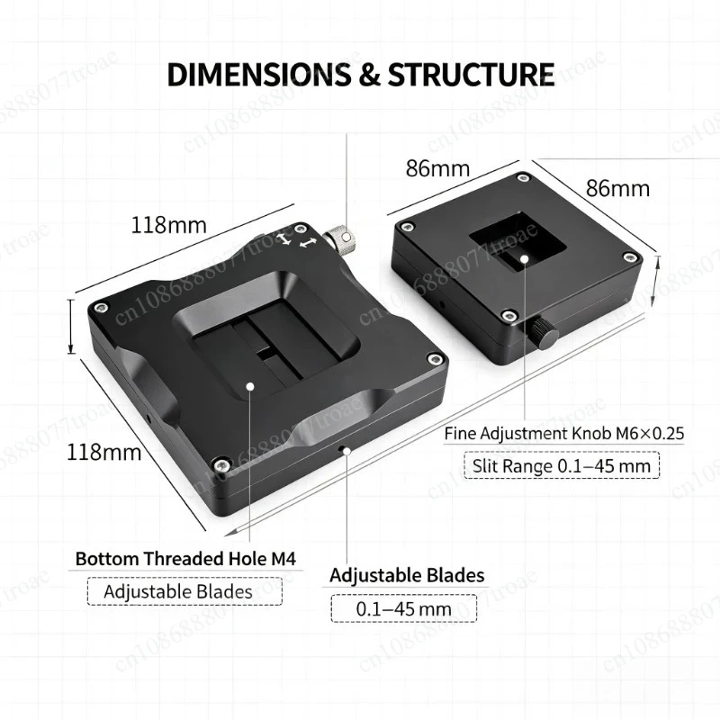 Variable Optical Slit Four Opening Slit Diaphragm Square Spot Regulator Precision Light Flux Control Laser Light Blocking Device