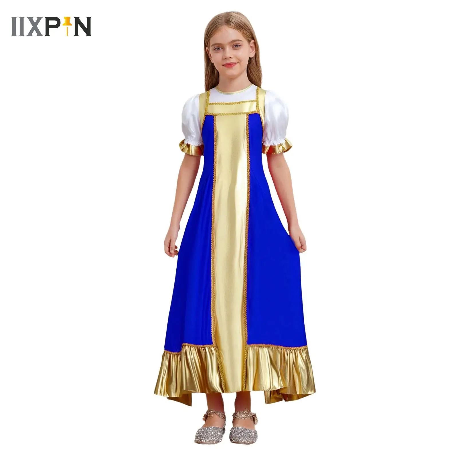 

Russian Cosplay Costume Kids Girls Classical Traditional Belarus Heritage Folk Dance Dress Stage Performance Ethnic Clothing