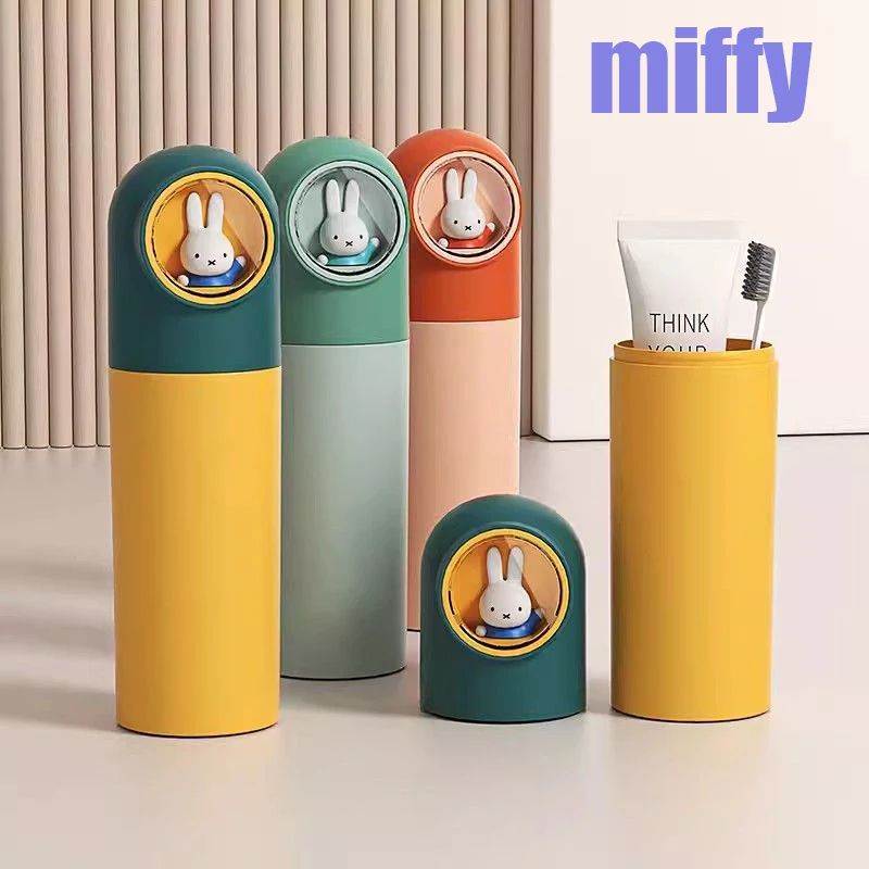 

Kawaii Miffy Toothbrush Cup Cartoon Portable Multifunctional Travel Mouthwash Cup High Quality Fashion Storage Box Perfect Gifts