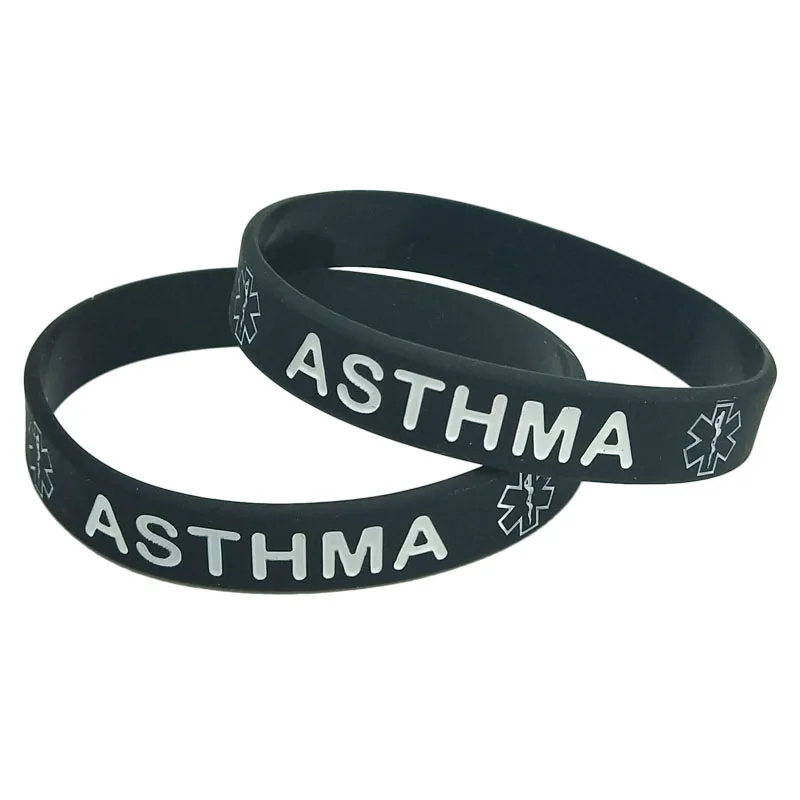1pc ASTHMA medical alert awareness silicone wristband rubber band letter bracelet for women men custom bracelet gifts SH323
