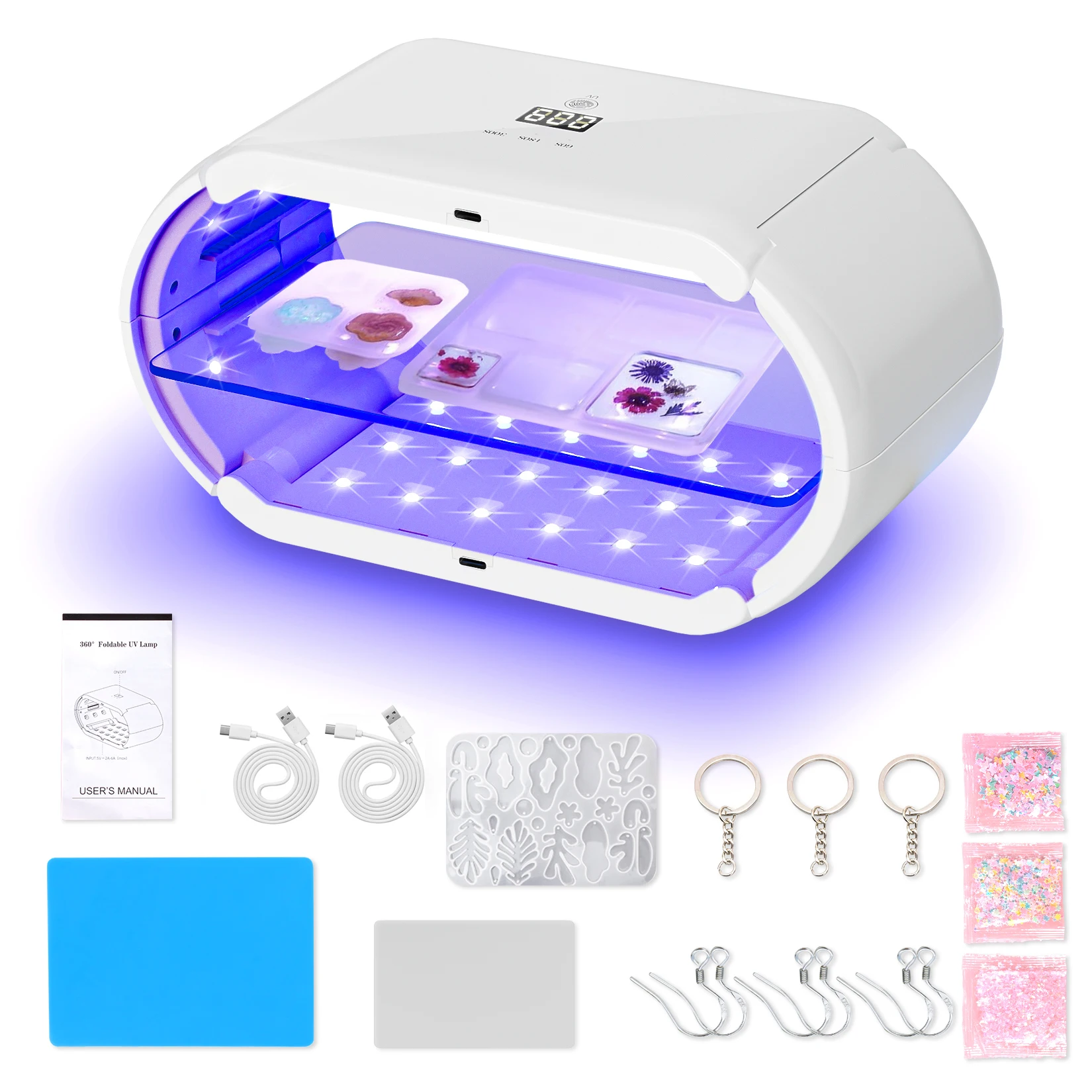 

Double Sided UV Lamp for Resin Curing US Plug Foldable Portable Fast Curing UV Resin Lamp for Resin Mold DIY Decorative Jewelry