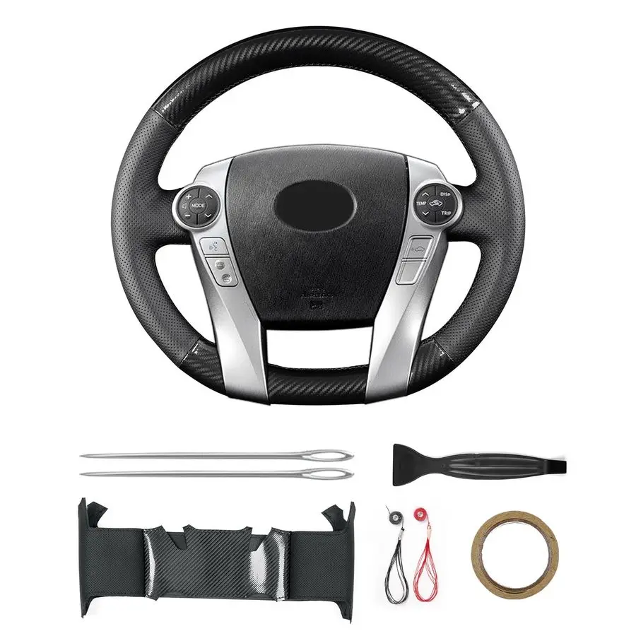 

Steering Wheel Cover with Microfiber Leather amp Carbon Fiber Leather Fit for Toyota Prius V 2012 2015 Prius C 2012 2015 2017 Pr
