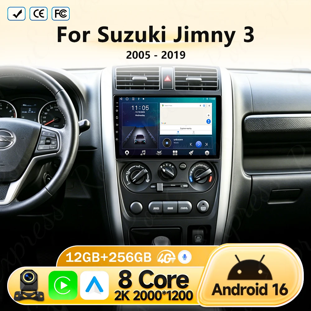 

Android 16 Carplay Auto Car Radio For Suzuki Jimny 3 2005-2016 2017 2018 2019 Multimedia Player GPS Stereo DSP WiFi 4G Head Unit