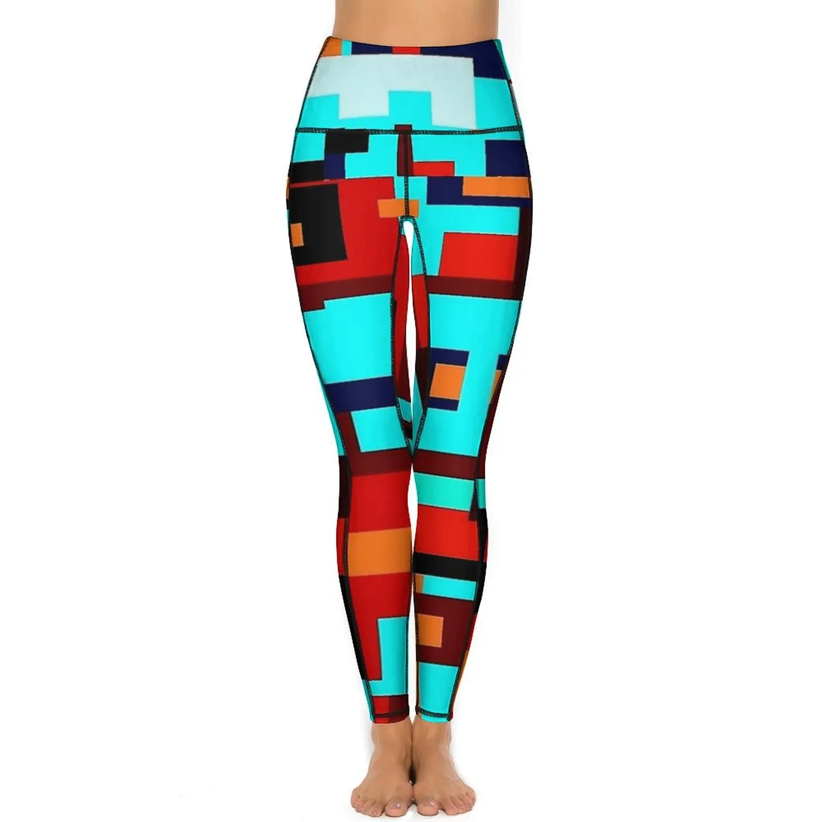 Contrast Color Leggings Sexy XPop Art Glitches Push Up Yoga Pants Vintage Stretch Leggins Female Graphic Work Out Sports Tights