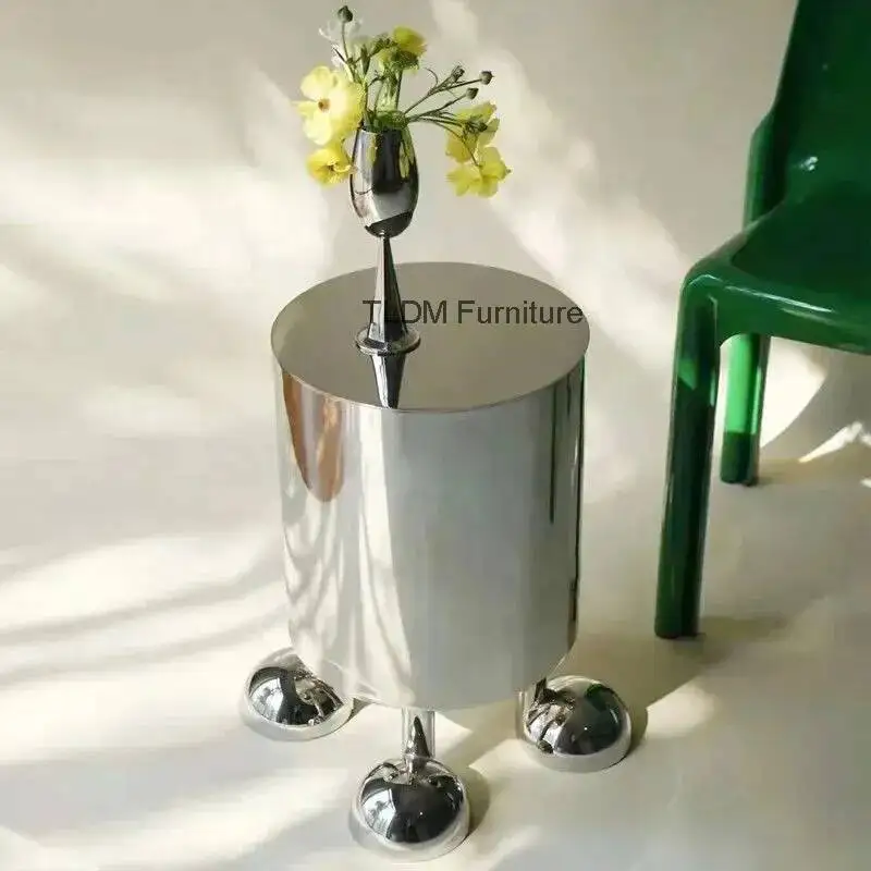 

Modern Coffee Table Stainless Steel Simple Design Side Table Storage Bucket Sofa Table Bedroom Bedside Living Room Furniture