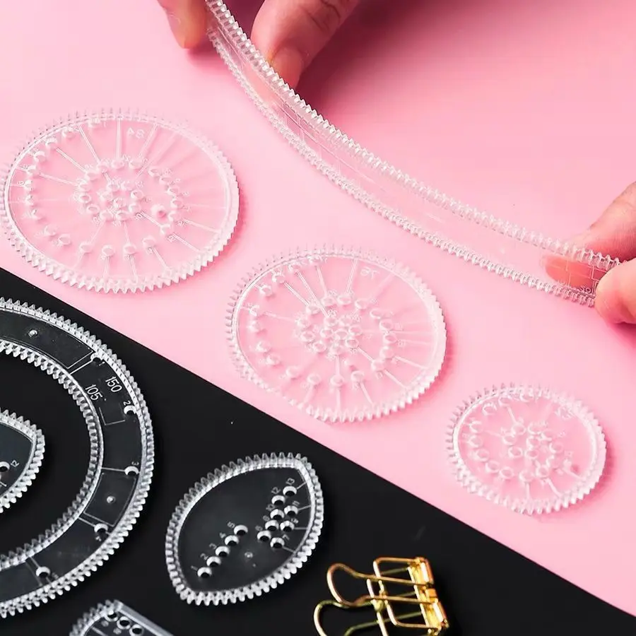 ตลกเรขาคณิต Spirograph Drawing Stencils ชุดสร้างสรรค์เรขาคณิตไม้บรรทัดของเล่นเครื่องมือเด็ก Montessori ของเล่นเพื่อการศึกษาของขวัญ