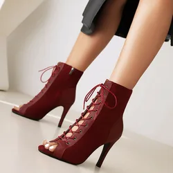 Latin Dance Heels Shoes for Women Party Boots High Heels Black Sandals Sexy Brand New Latin for Ballroom Jazz Stilettos Boots