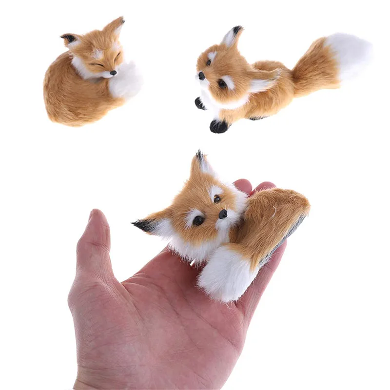 子供と大人のためのキツネのミニぬいぐるみ,動物の置物,モデル,家