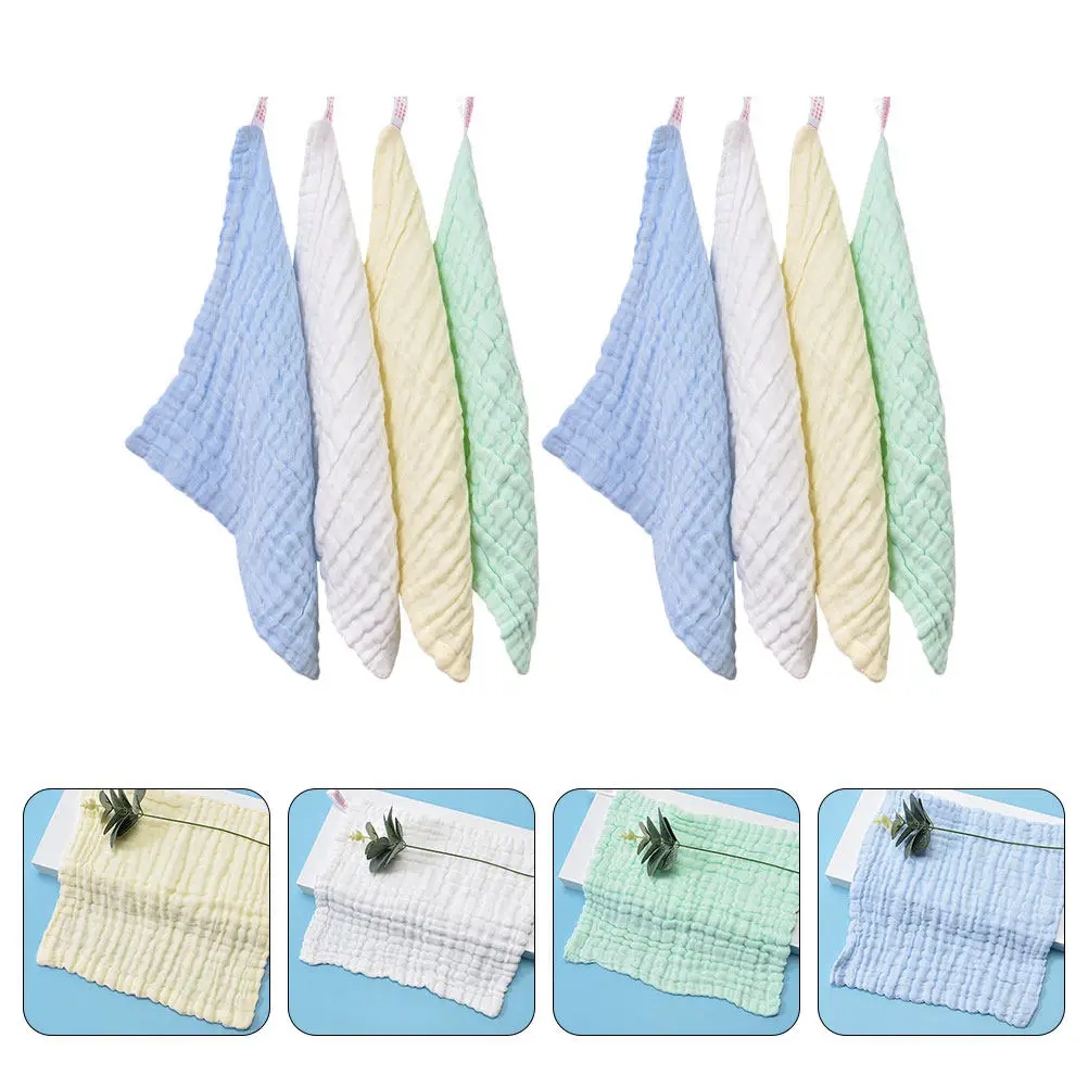 

8Pcs Baby Square Towels Cotton Muslin Washcloths Soft Absorbent Skin-Friendly Face Bath Cloths Newborn Infant Toddler