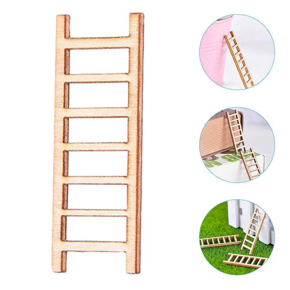 

10Pcs Smooth Natural Wood Mini Ladders Mini House Ladder Decoration Dollhouse Miniature Ornament Layout Prop Tiny Home Ambience