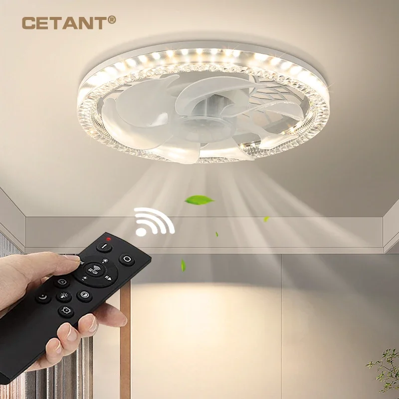 LED Ceiling Fan Light Modern Remote Control Lighting For Living  Room Restaurant Bedroom Study Hotel Indoor Home Decoration Lamp