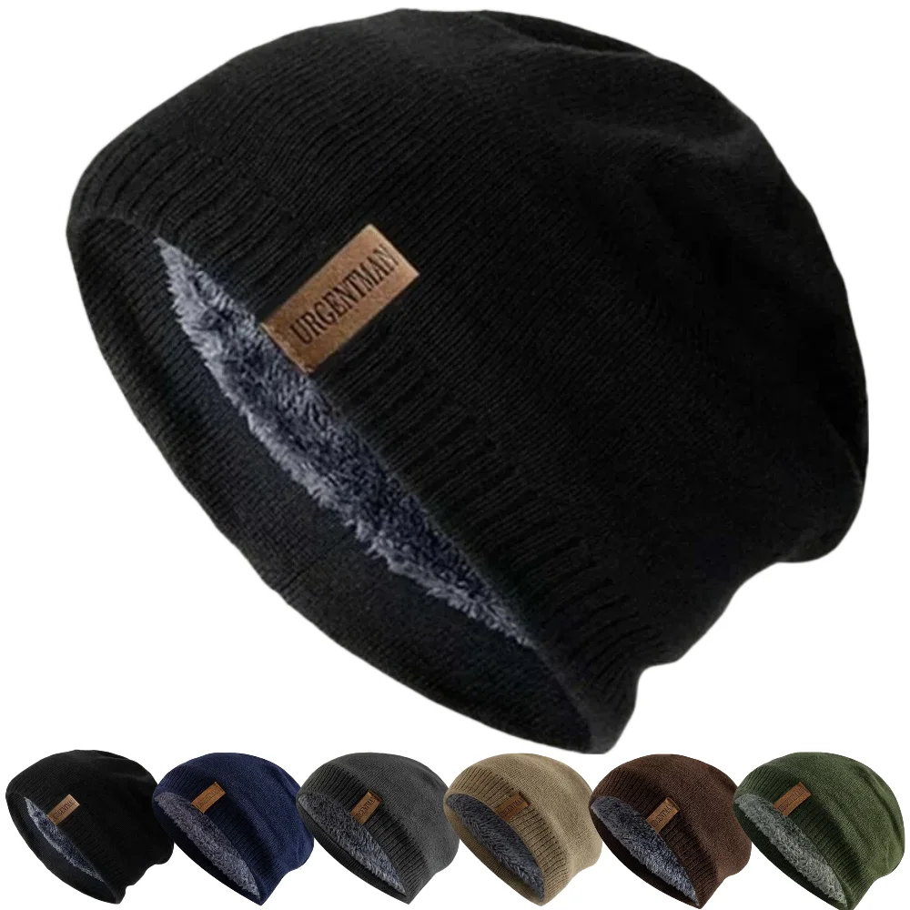 Heißer Verkauf Unisex Plüsch Fell Futter Warme Winter Hut Leichte Gestrickte Hüte Für Männer Frauen Outdoor Beanie Hüte