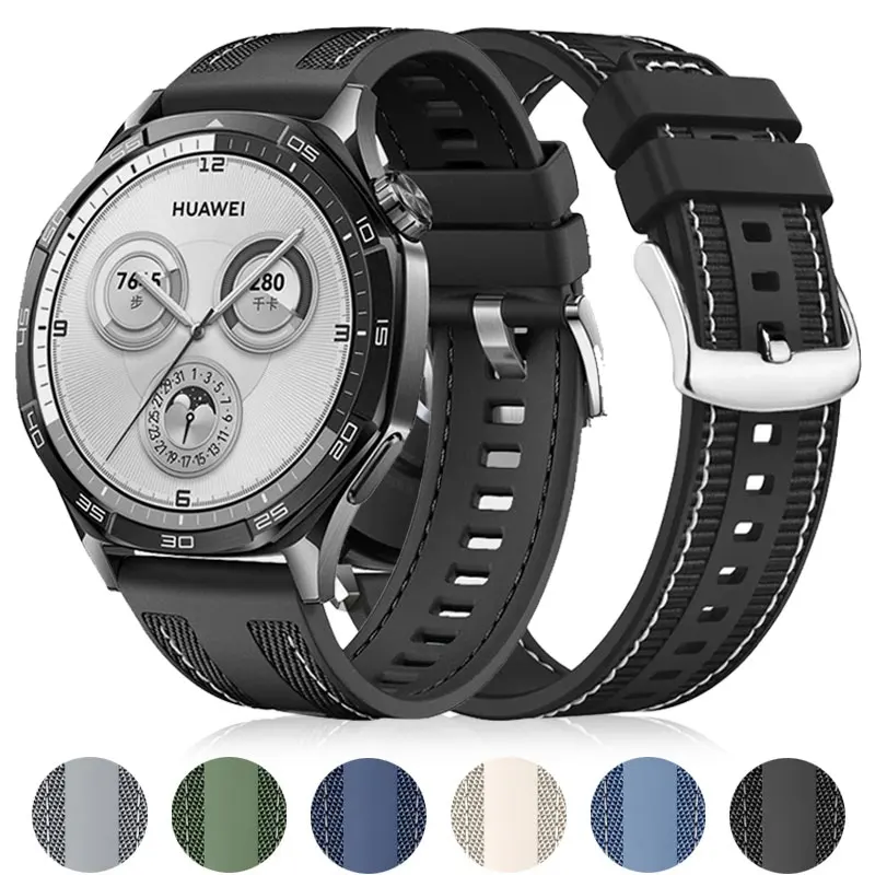 

22mm Nylon Strap For HUAWEI WATCH GT 5 4 46mm Watch 4 5 Pro GT 3 2 Pro 46mm Official Composite Silicone Band Smartwatch Bracelet