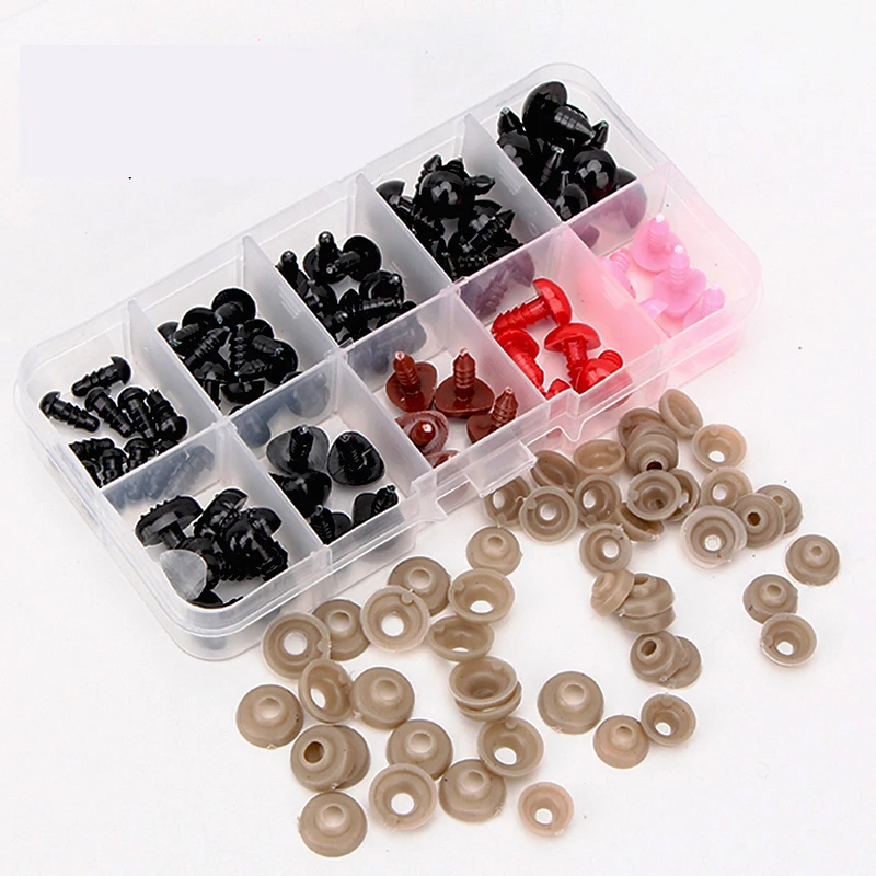 75pcs Box Mix Color Plastic Noses Safety Eyes For Toys 6mm 8mm 10mm 12mm Teddy Bear Toys Animal Amigurumi Eyes Dolls Accessories