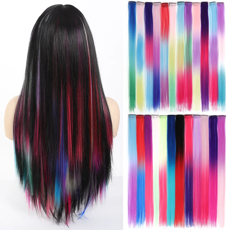

20 Inch Synthetic Multicolor Hair Extensions, For Cosplay Party Y2K Style Hair Accessories Halloween Christmas
