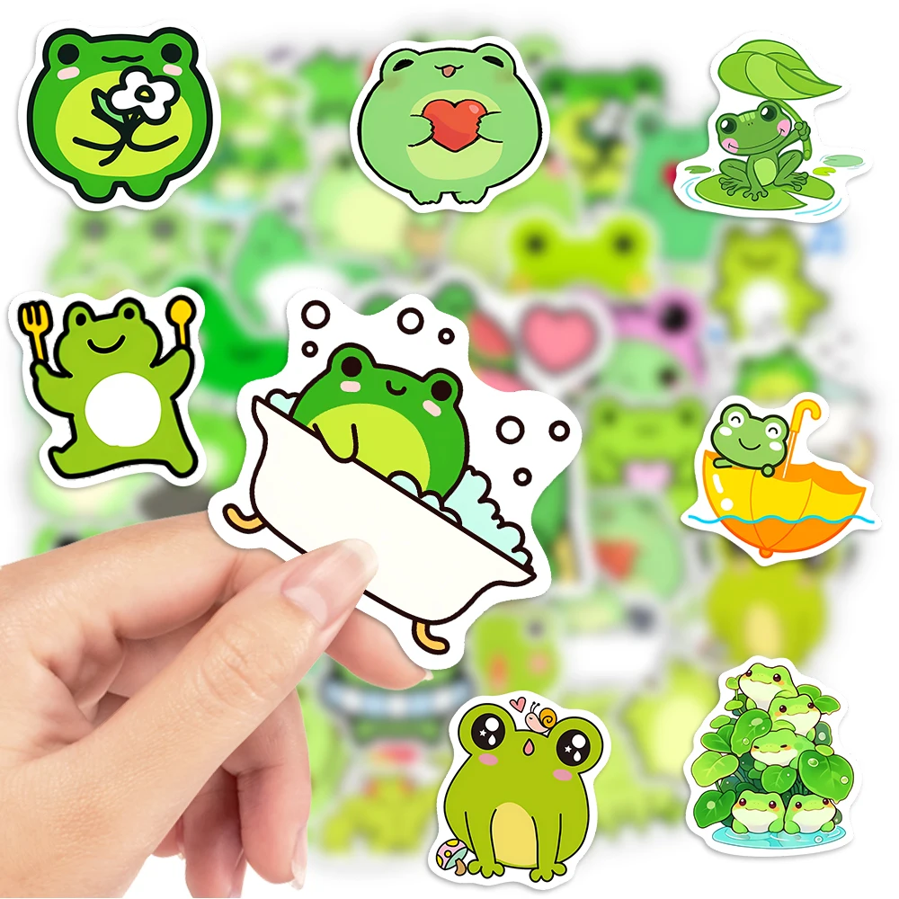 Cute Cartoon Frog Stickers Kawaii DIY Fun Kids Toy Gift Decal for Laptop Phone Scrapbook Luggage Bottles Decorative Waterproof