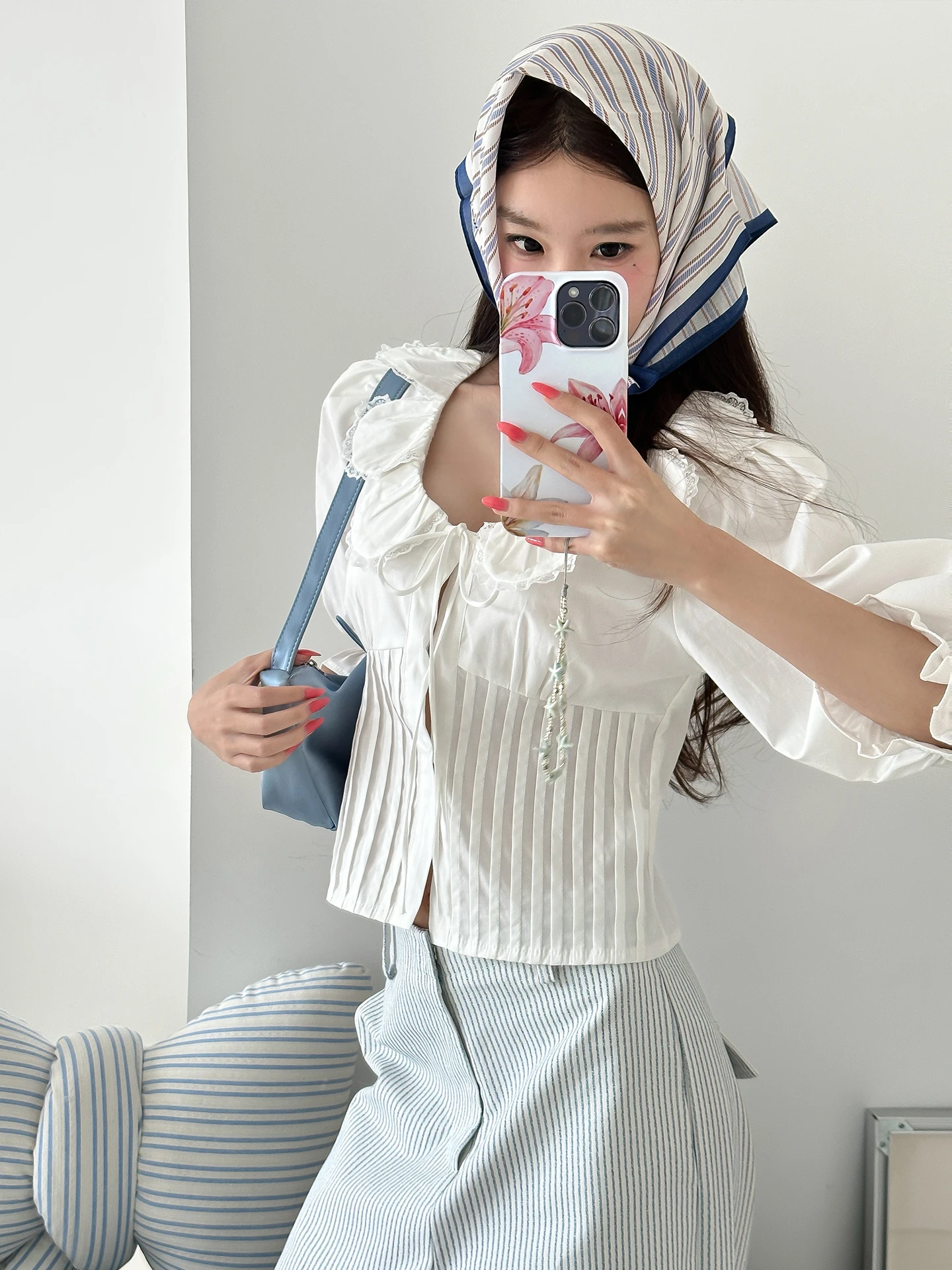 

Романтичная блузка во французском стиле с кружевной отделкой, рукавом до локтя и U-образным вырезом, весна 2026, новинка, женская, корейский прямой крой, хлопок