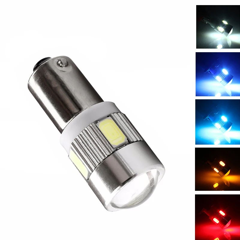 1PCS BA9S T4W 12V 5630 6SMD LED Car Parking Light Interior Reading Lamps Motor Dome Bulbs Red Blue Yellow Green White